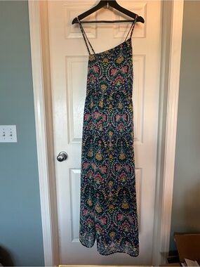 Old Navy Navy Floral Asymetrical Maxi Dress